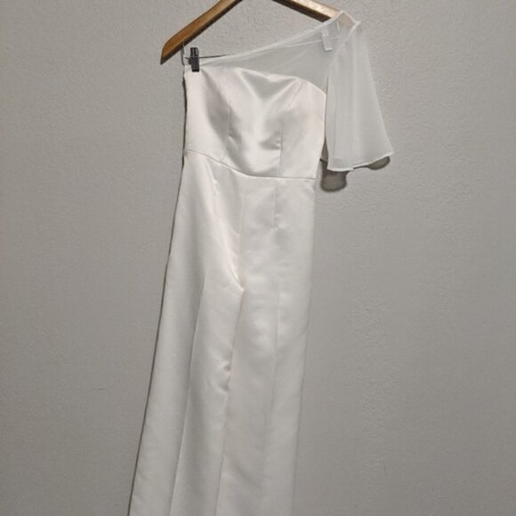 Shell N One Shoulder Wide Leg Jumpsuit White XSP Evening Party Cocktail Wedding - Picture 3 of 5